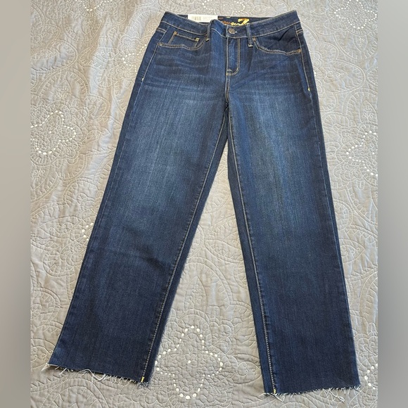 Seven7 Women’s Blue Tower Straight Crop Jeans NWT Size 4 - Picture 2 of 11
